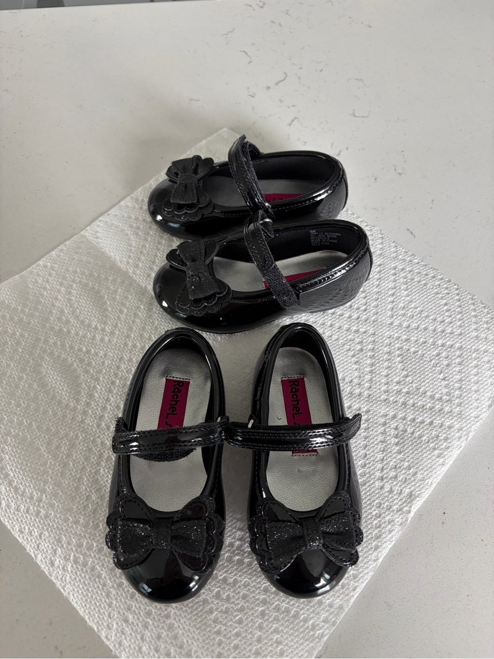 Rachel Black Patent Mary Jane Shoes with Bow Accent